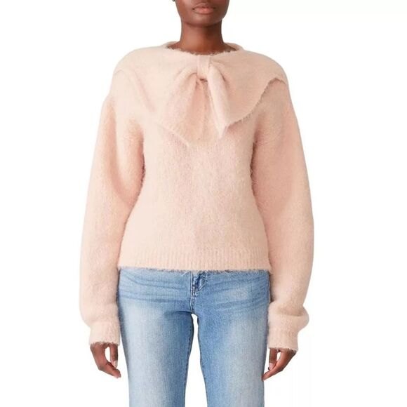 byTiMo Powder Pink Bow Sweater S Wool Blend Long Sleeve Fuzzy EUC B79 - Picture 1 of 6
